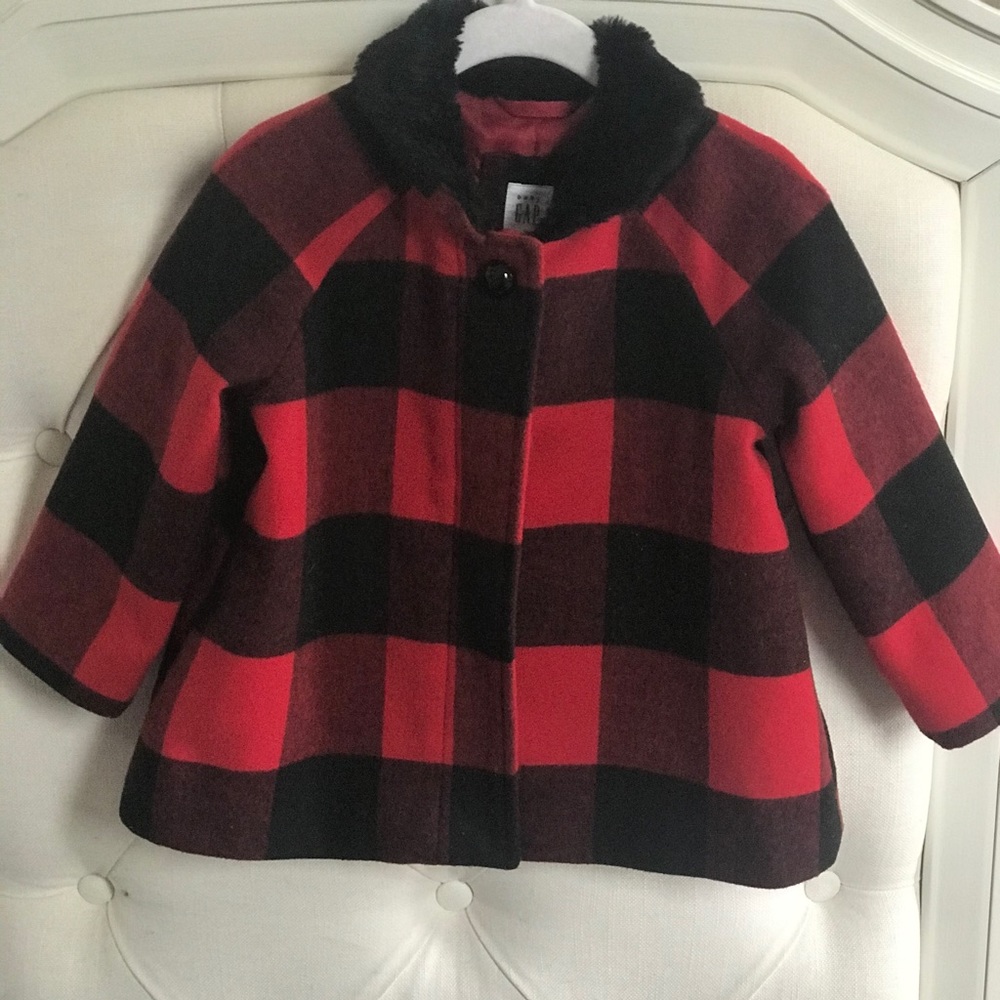 Baby Gap Buffalo Checker black and red coat